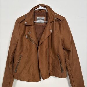 Levi's Chestnut Brown Suede-Feel Moto Jacket